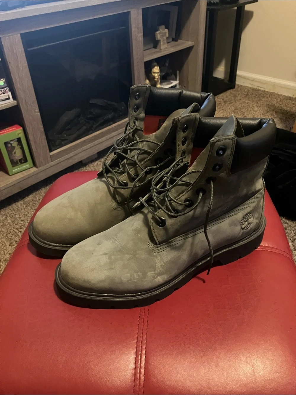 Timberland Men's Gray Nubuck Lace-Up Work Boots